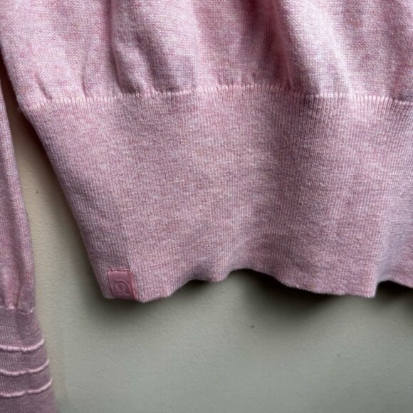 Lululemon Crossover Faux Wrap Cashmere Cotton Ribbed Sweater Top Knit Pink 10 - Picture 6 of 16